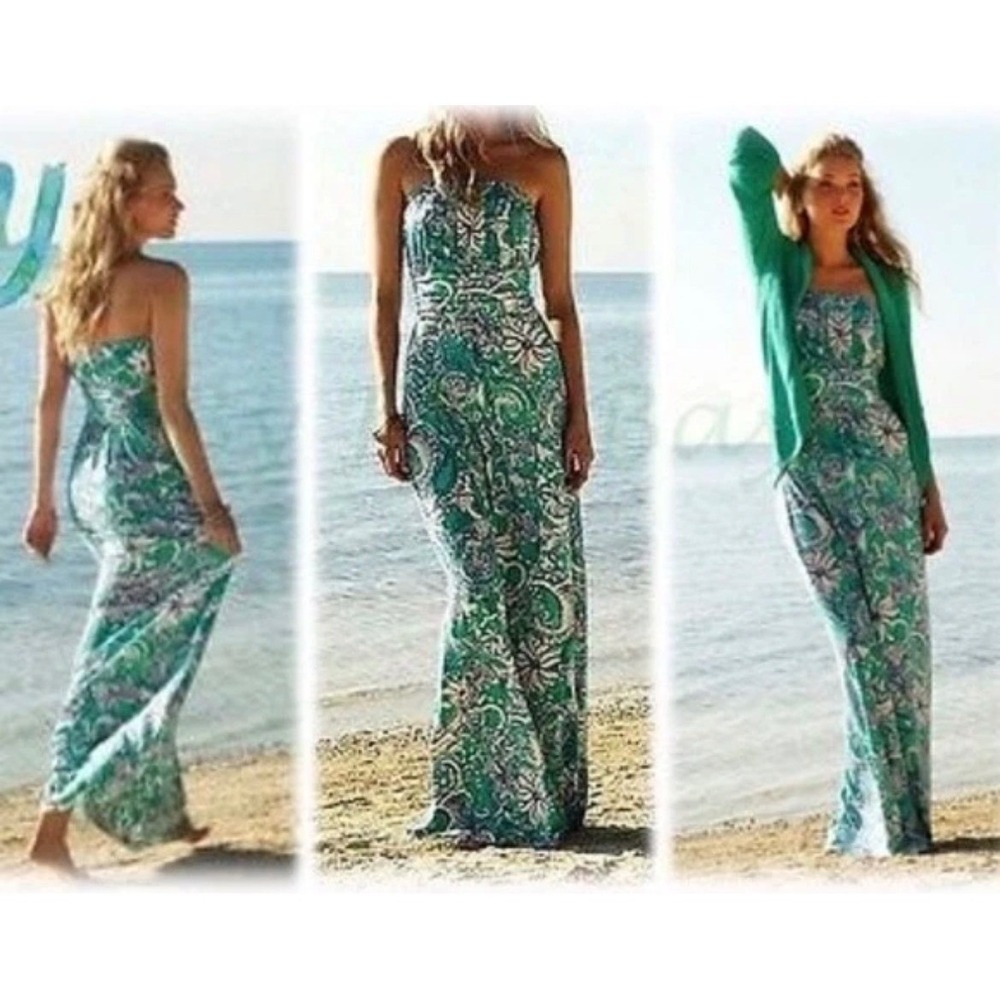 Lilly Pulitzer Holbrook Maxi Dress XS Montauk Seafoam Green Beach Boho Resort - Picture 1 of 8
